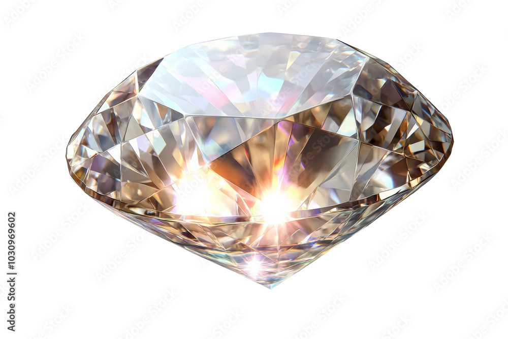 Brilliant diamond with sparkling facets, isolated on a white background, showcasing elegance and luxury. Brilliant diamond with sparkling facets, isolated on a white background, showcasing elegance and luxury.