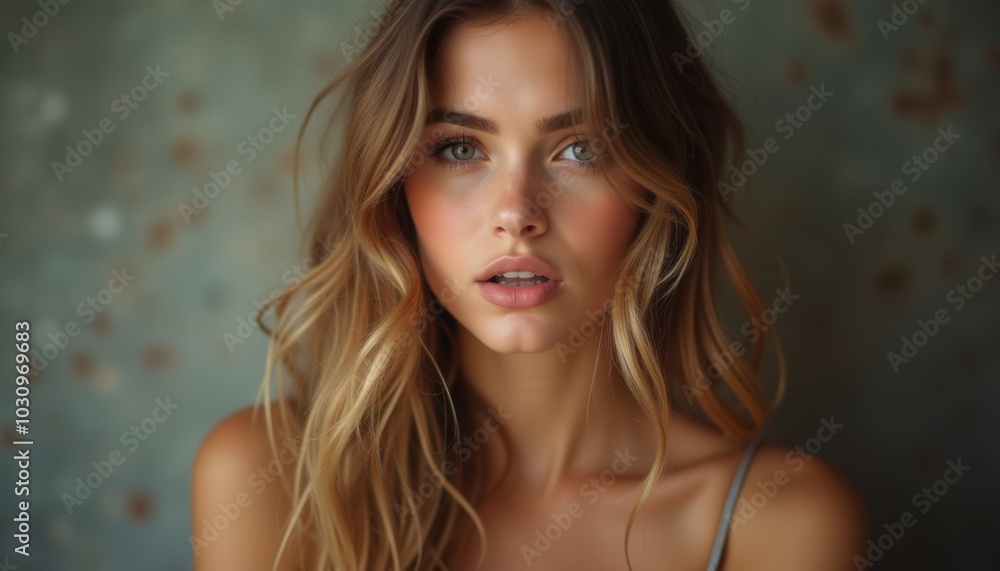 Attractive female's expression on a plain background. An awesome depiction of beauty and sophistication. Attractive female's expression on a plain background. An awesome depiction of beauty and sophistication.