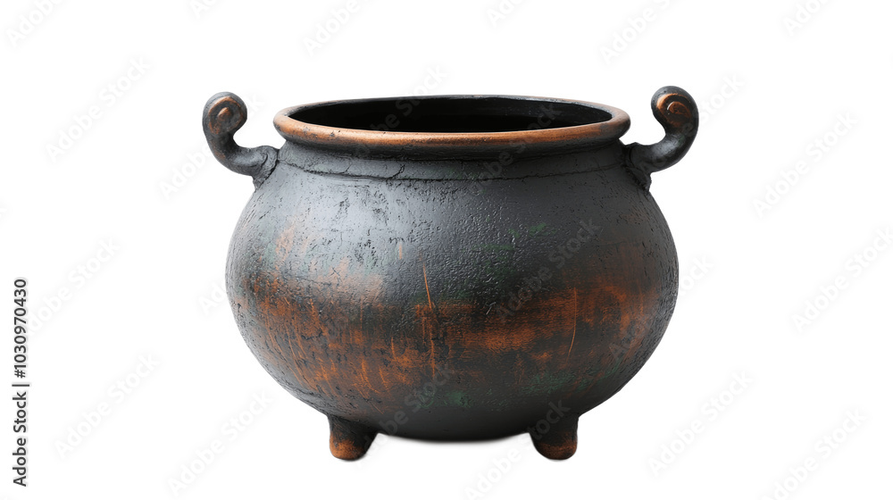Steel witch cauldron Halloween decorative object isolated on transparent background Steel witch cauldron Halloween decorative object isolated on transparent background