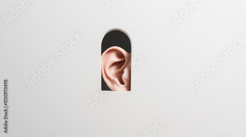 Ear in Arch-Shaped Cutout with Minimalist Design