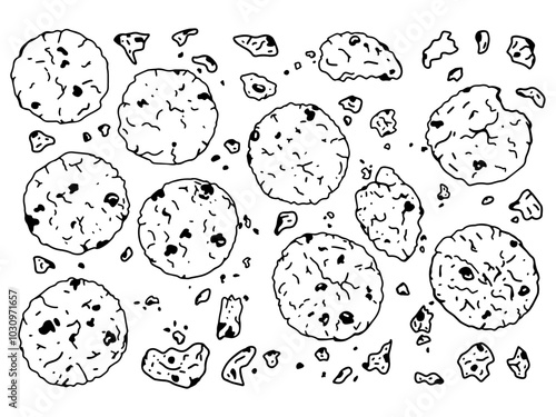 
A minimalist vector illustration of hand-drawn cookies, ideal for cafe decor, branding, or product design