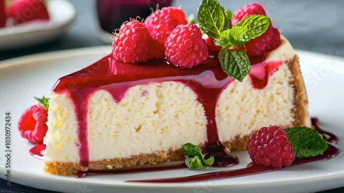 Raspberry Cheesecake with Berry Compote photo