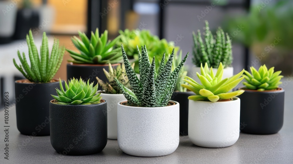 Vibrant Succulent Plant Collection in Modern Pots Vibrant Succulent Plant Collection in Modern Pots