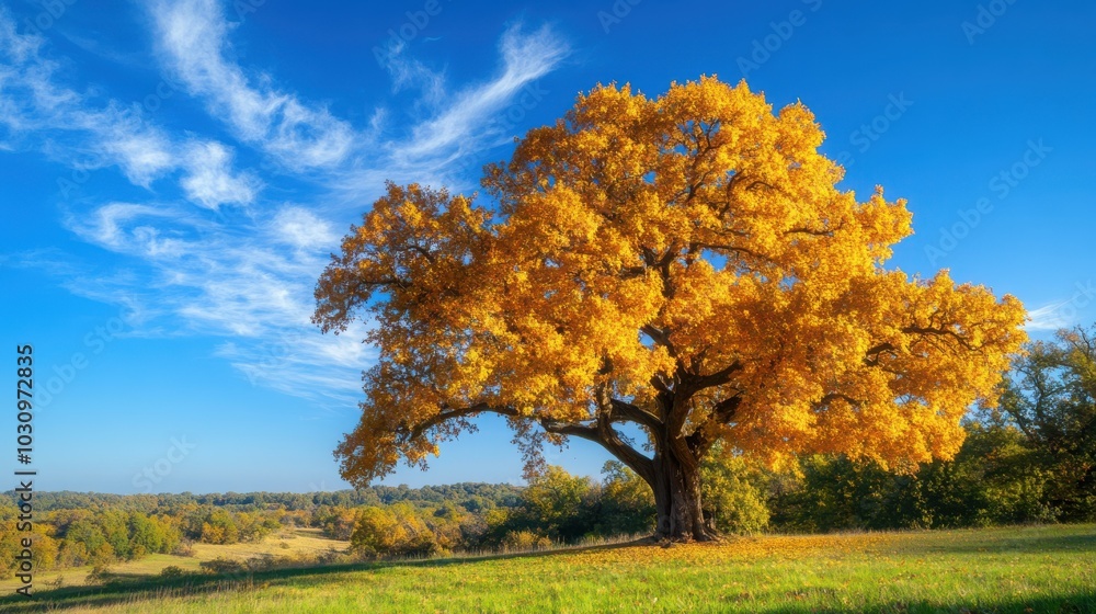 Majestic Oak Tree in Autumn Glow Majestic Oak Tree in Autumn Glow