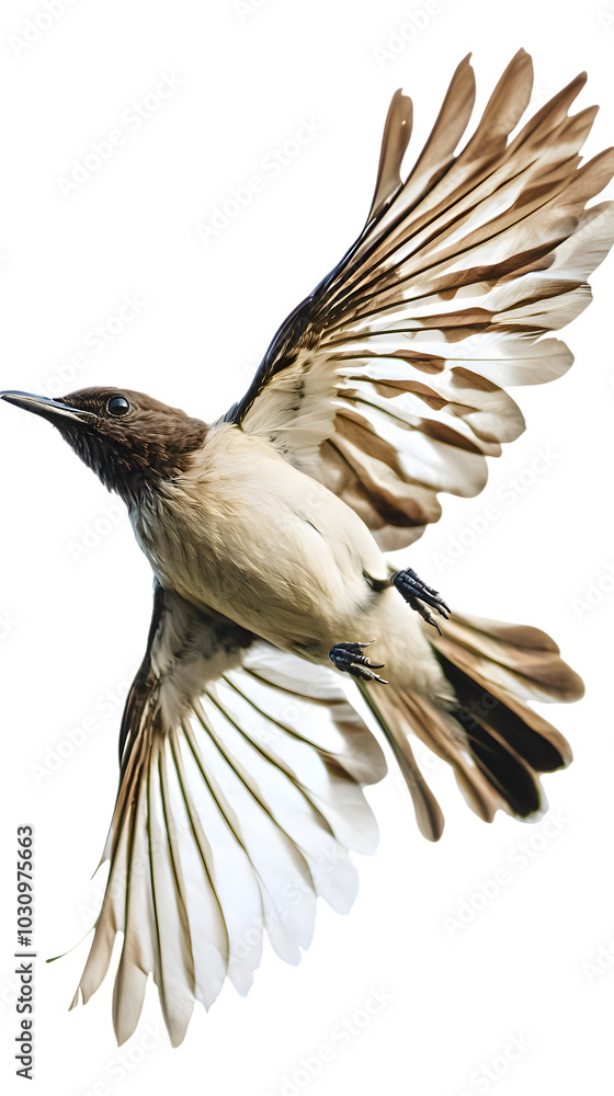 Fototapeta premium Bare-throated Bellbird Bird, Flying, Transparent Background PNG, Wallpaper, Cover and Screen for Smartphone, PC, Laptop, Graphic, Transparent PNG