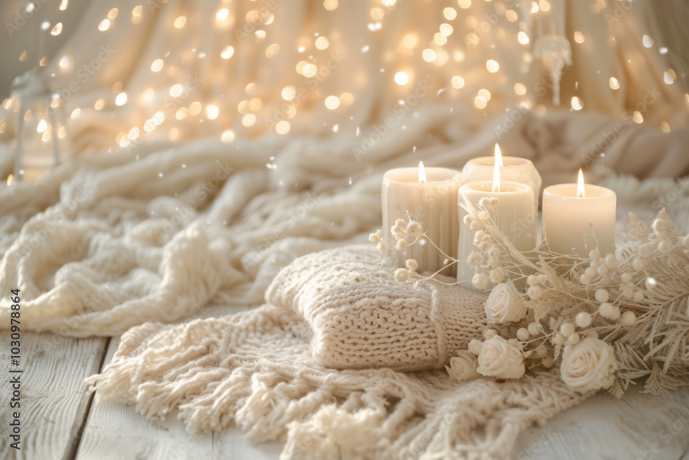 Gorgeous cozy bohemian Christmas background for cards and other projects Gorgeous cozy bohemian Christmas background for cards and other projects