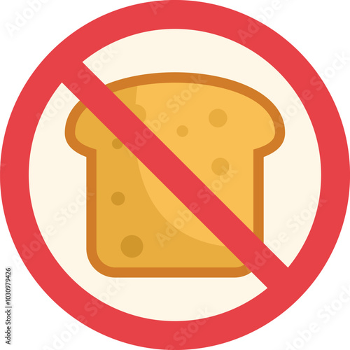 Gluten free diet concept showing a loaf of bread with a prohibition symbol