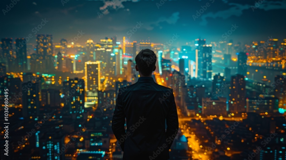 A business professional gazes at the city, dreaming of innovative strategies and leadership roles. Copy space A business professional gazes at the city, dreaming of innovative strategies and leadership roles. Copy space