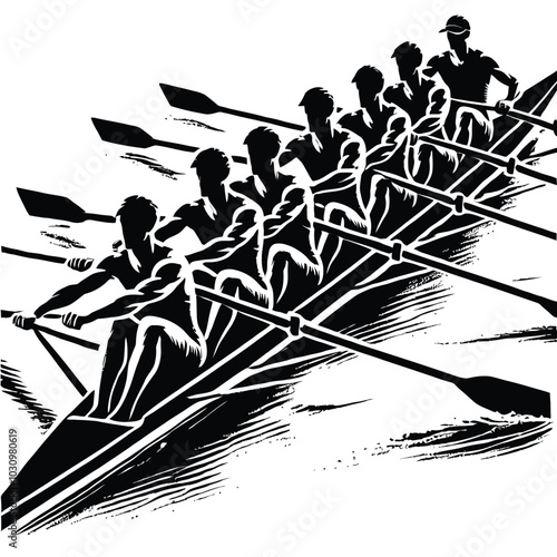 Rowing Race Silhouette