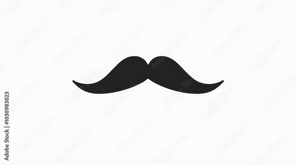 A stylish black mustache silhouette designed for various creative projects and social events A stylish black mustache silhouette designed for various creative projects and social events