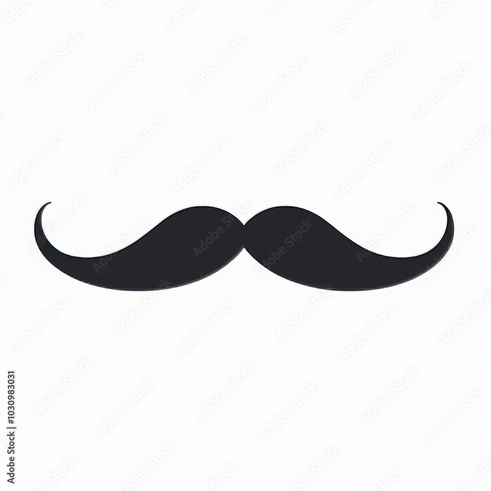 A stylish black mustache silhouette designed for various creative projects and social events A stylish black mustache silhouette designed for various creative projects and social events
