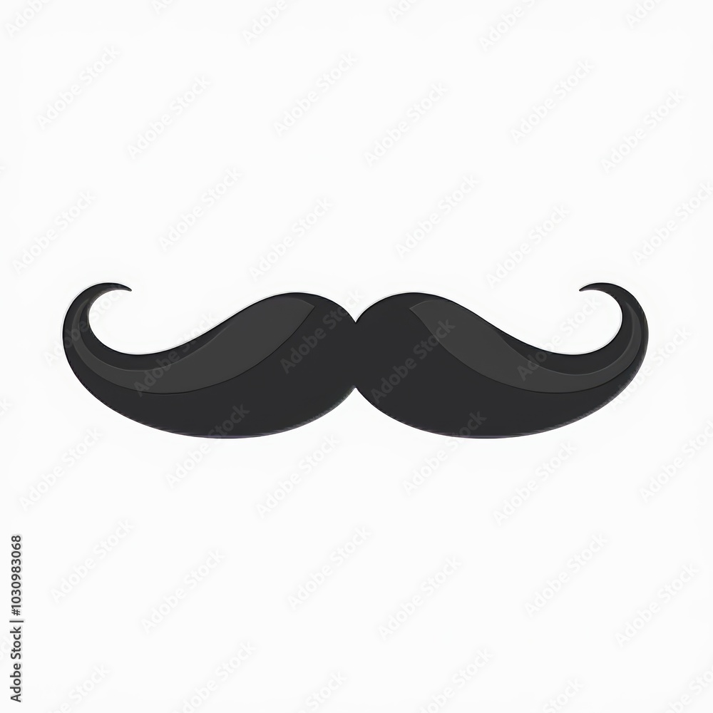 A stylish black mustache silhouette designed for various creative projects and social events A stylish black mustache silhouette designed for various creative projects and social events