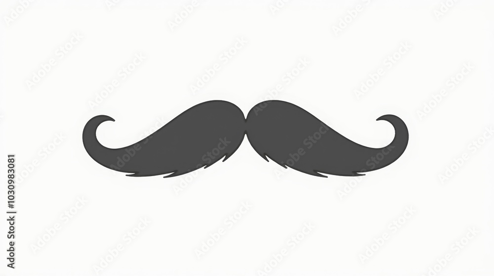 A stylish black mustache silhouette designed for various creative projects and social events A stylish black mustache silhouette designed for various creative projects and social events