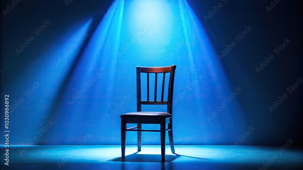 silhouette of a dining chair in blue light background silhouette of a dining chair in blue light background