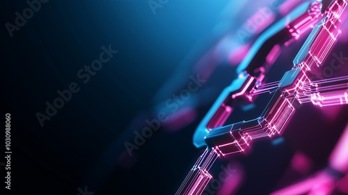 Wallpaper Mural Blockchain network visualization, neon circuit patterns, dark background, abstract financial connections Torontodigital.ca