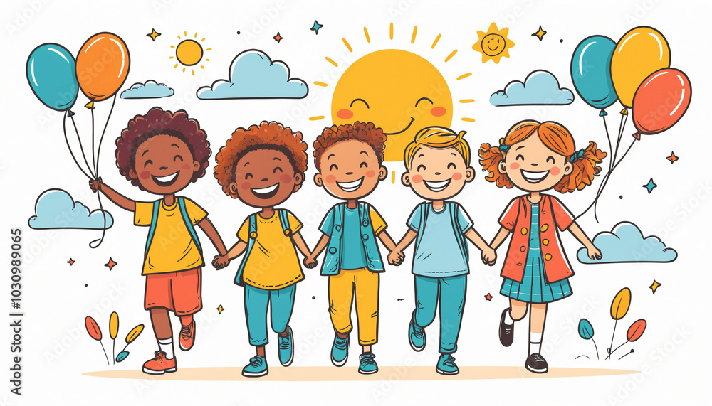 Kids Banner with Cheerful Doodles. Kids Banner with Cheerful Doodles.