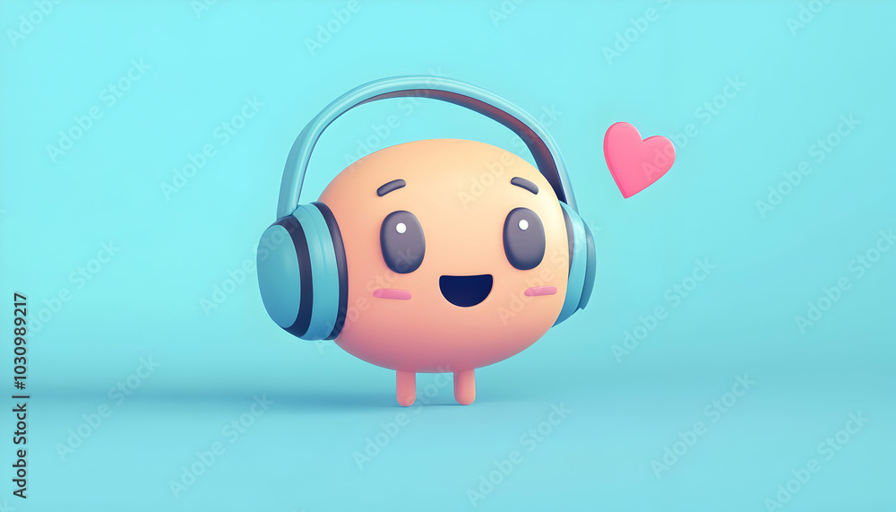 An online support or chatbot concept featuring a cartoon message bubble character with headphones An online support or chatbot concept featuring a cartoon message bubble character with headphones