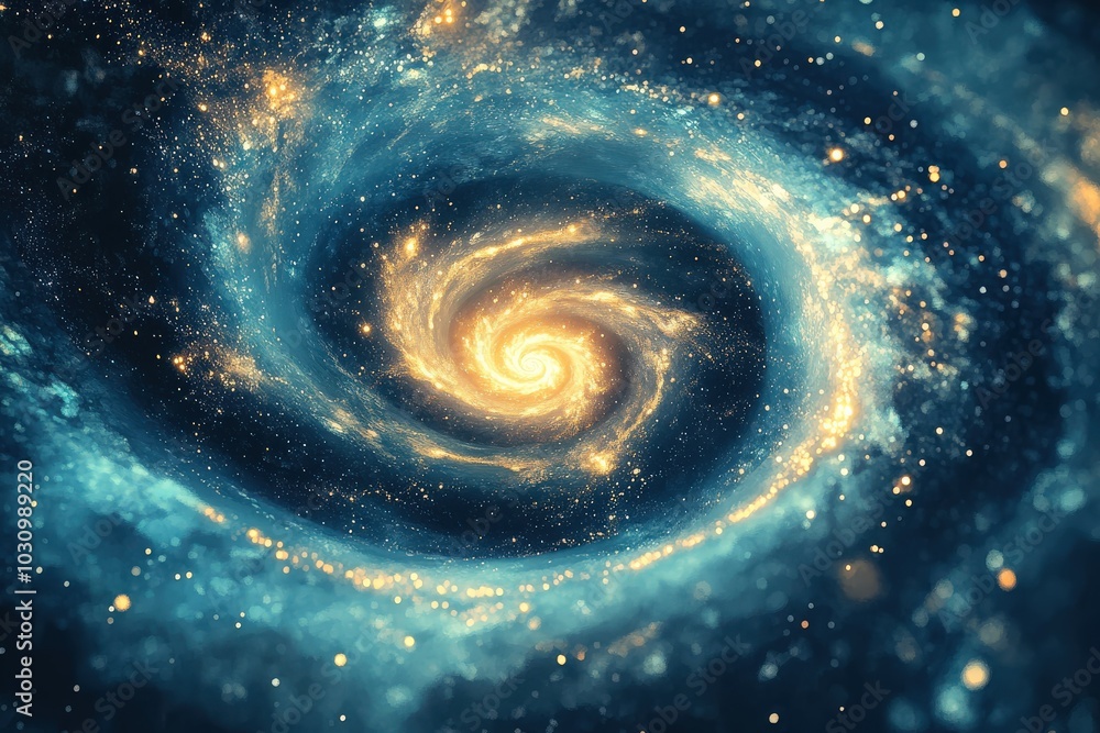 Generative AI Golden Ratio Spiral in Abstract Space Background Generative AI Golden Ratio Spiral in Abstract Space Background