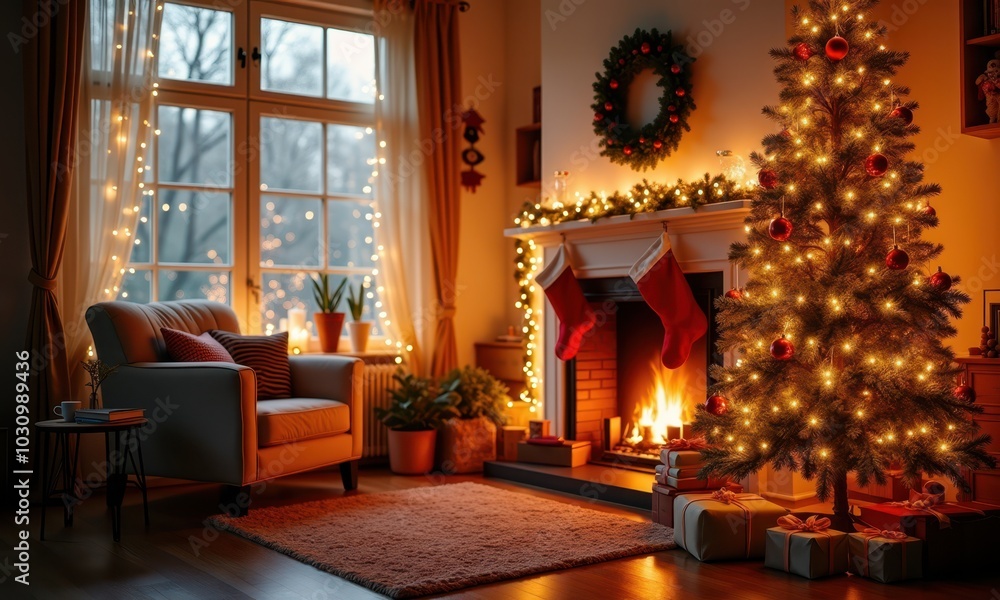 Cozy Holiday Home Decor with Festive Christmas Tree Cozy Holiday Home Decor with Festive Christmas Tree