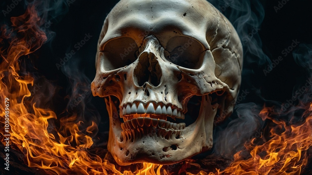 skull in fire skull in fire