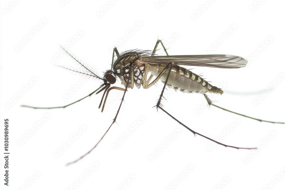 Detailed Closeup of a Mosquito on a White Background Detailed Closeup of a Mosquito on a White Background