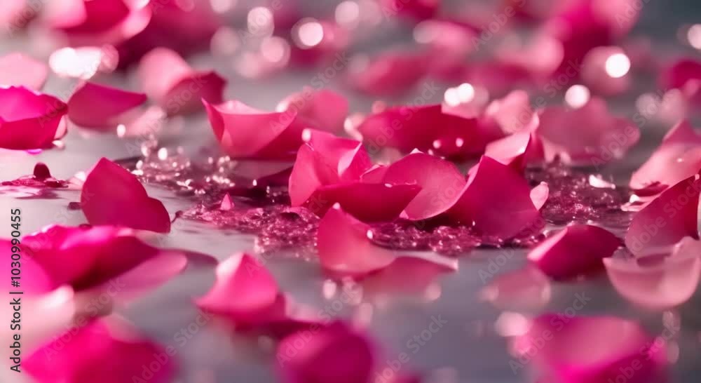 Beautiful pink rose petals floating in water Beautiful pink rose petals floating in water