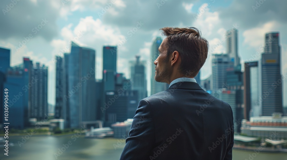 A business professional gazes at the city, dreaming of innovative strategies and leadership roles. Copy space A business professional gazes at the city, dreaming of innovative strategies and leadership roles. Copy space