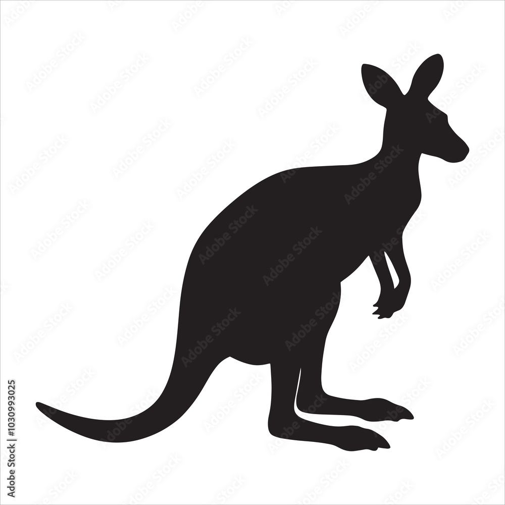 Cute kangaroo silhouette, vector illustration design on a white background. Ideal for animal and wildlife-themed graphics. Cute kangaroo silhouette, vector illustration design on a white background. Ideal for animal and wildlife-themed graphics.
