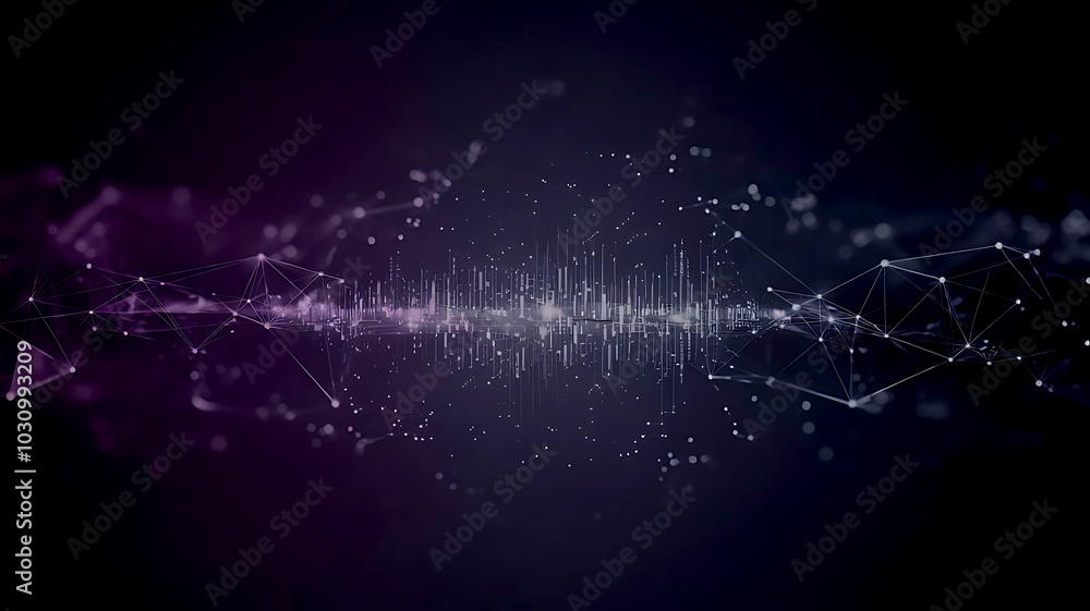 Fototapeta premium Abstract Data Technology Background in 4K Dark-Themed Visual with Dots and Lines Connecting in High-Resolution