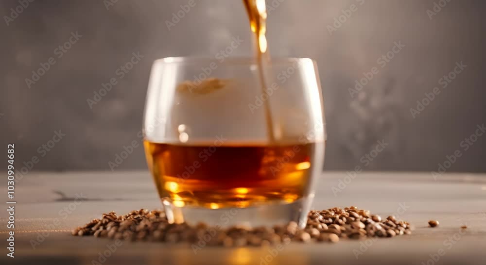 Super Slow Motion of Pouring Caramel Coffee into Glass Super Slow Motion of Pouring Caramel Coffee into Glass