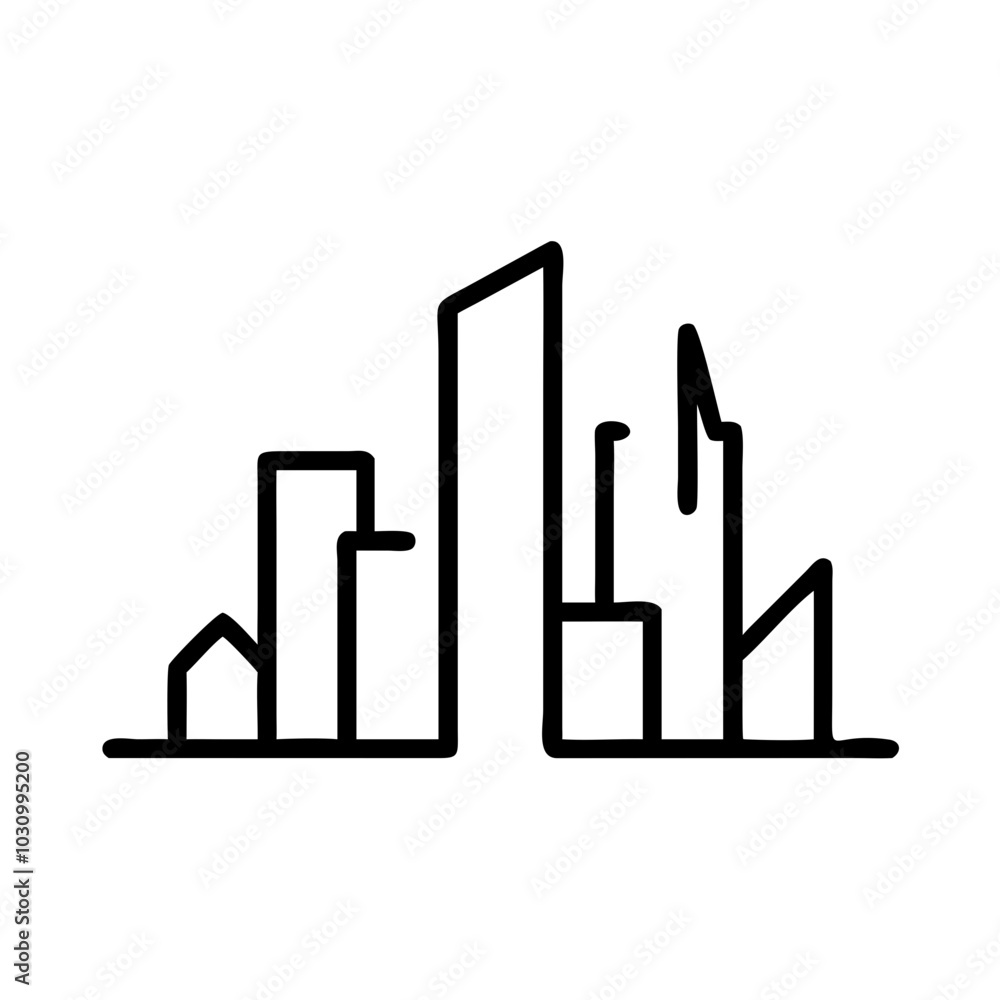 City Skyline Icon in Minimalist Outline Style City Skyline Icon in Minimalist Outline Style