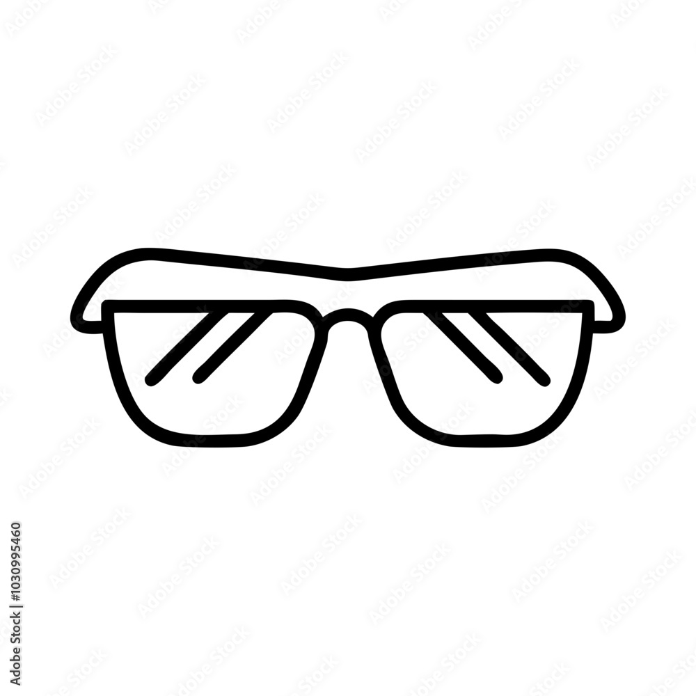Sunglasses icon in black and white outline Sunglasses icon in black and white outline