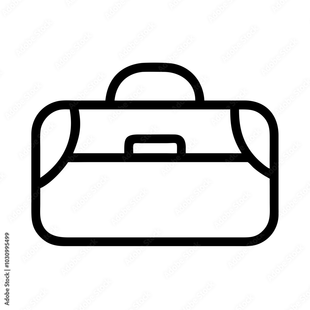 Duffle bag icon in black and white outline Duffle bag icon in black and white outline