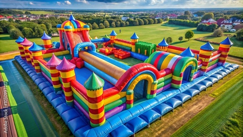 Wallpaper Mural Vibrant Side View of an Inflatable Bouncy Castle Tunnel Run Under a Bright Sky Torontodigital.ca