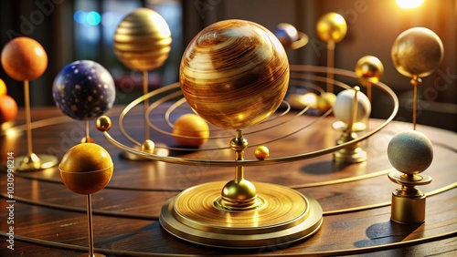 Exquisite Brass Solar System Model for Home Decor and Educational Purposes - Perfect for Astronomy Enthusiasts and