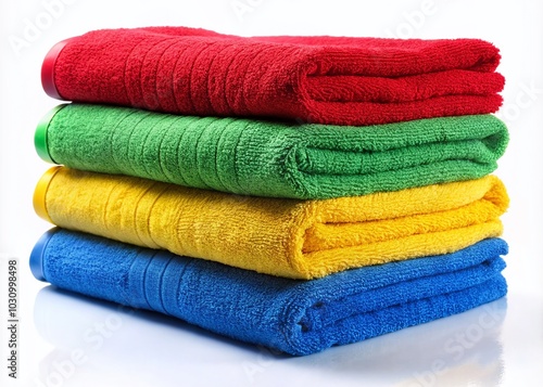 Vibrant Towels Stack - Colorful Bath Towels Arrangement for Home Decor and Spa