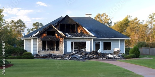 Fire-damaged residential property requires urgent restoration services.