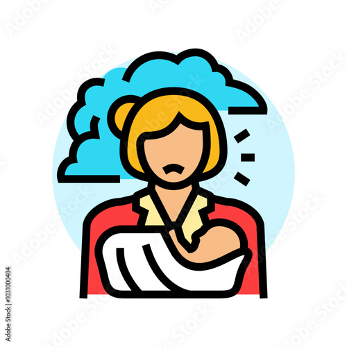 postpartum depression woman disease color icon vector. postpartum depression woman disease sign. isolated symbol illustration