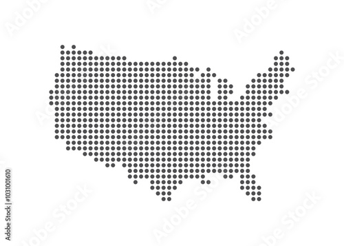 USA - Dotted Map. Map formed by Dots. Vector Illustration