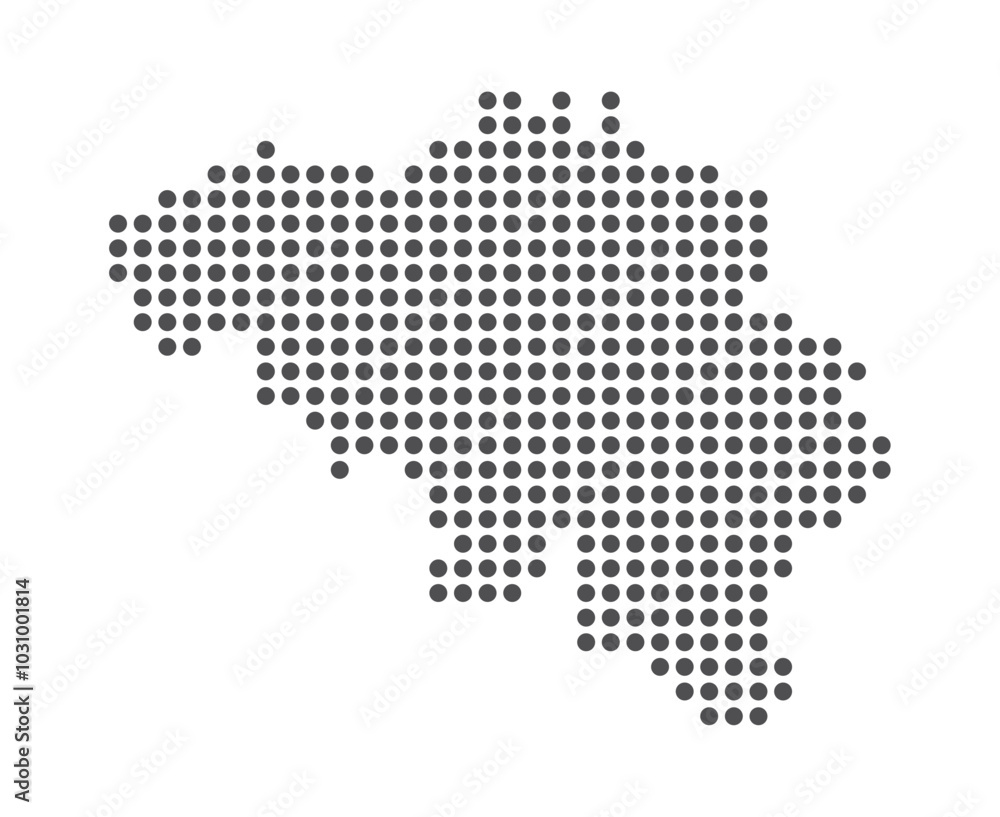 Belgium - Dotted Map. Map formed by Dots. Vector Illustration Belgium - Dotted Map. Map formed by Dots. Vector Illustration