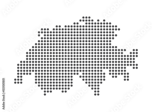 Switzerland - Dotted Map. Map formed by Dots. Vector Illustration