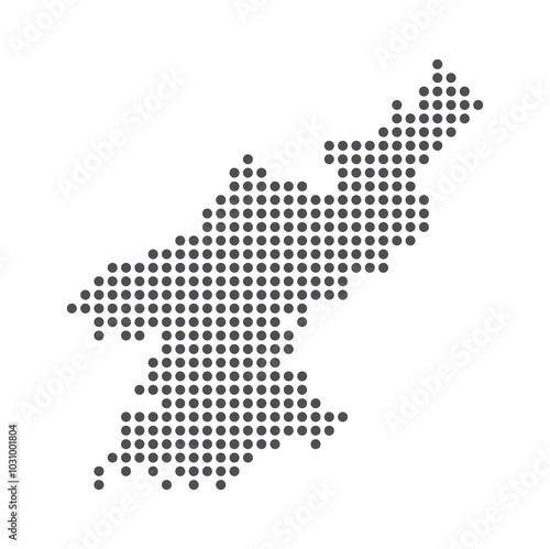 North Korea - Dotted Map. Map formed by Dots. Vector Illustration