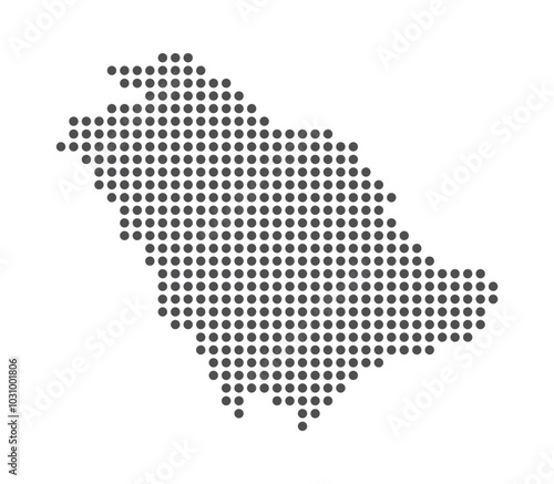 Saudi Arabia - Dotted Map. Map formed by Dots. Vector Illustration