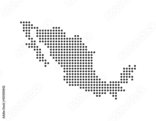Mexico - Dotted Map. Map formed by Dots. Vector Illustration
