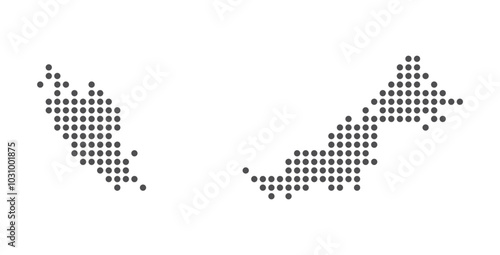 Malaysia - Dotted Map. Map formed by Dots. Vector Illustration