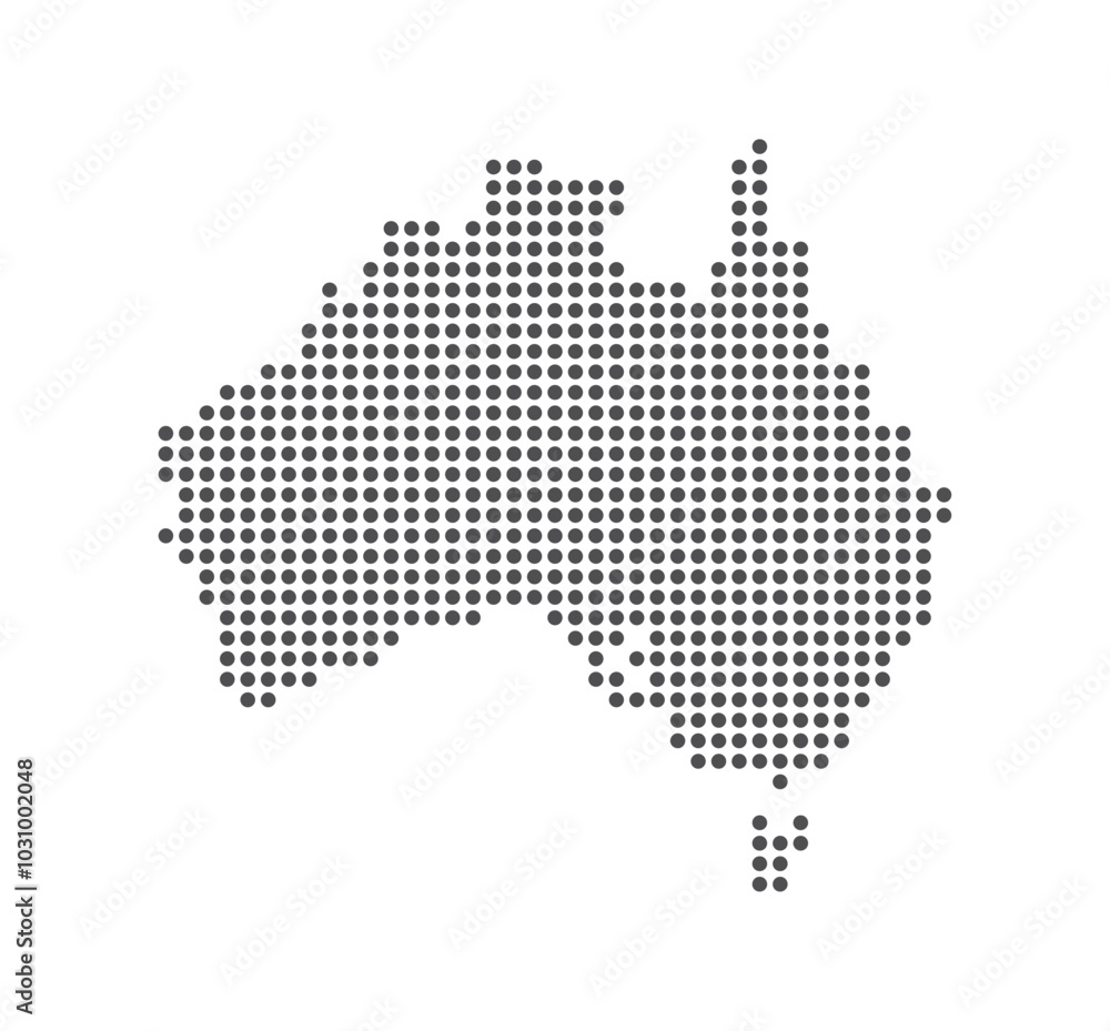 Obraz premium Australia - Dotted Map. Map formed by Dots. Vector Illustration