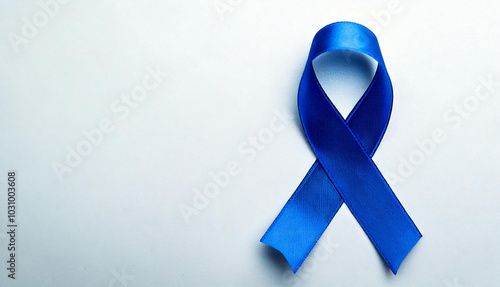 Blue Awareness Ribbon Folded on white background