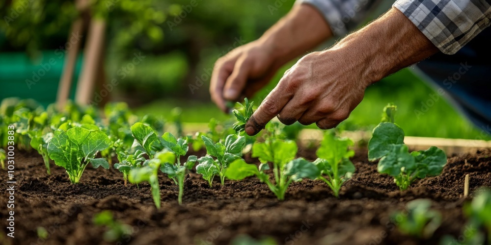 A farmer begins planting seeds in a suburban garden to kick off the agricultural season. A farmer begins planting seeds in a suburban garden to kick off the agricultural season.