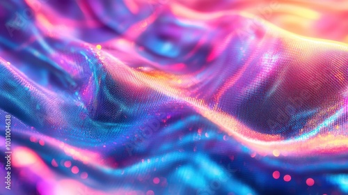 Abstract colorful fabric waves reflecting light in vibrant patterns