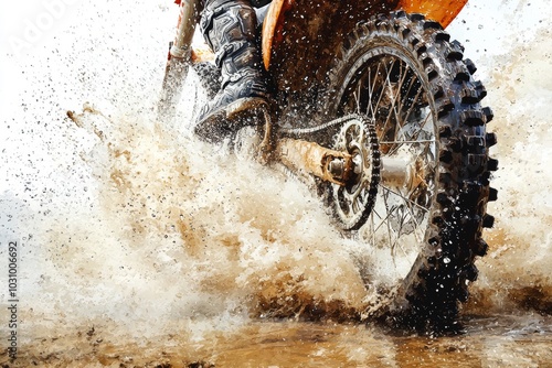 Adrenaline-Fueled Dirt Bike Plowing Through Muddy Terrain